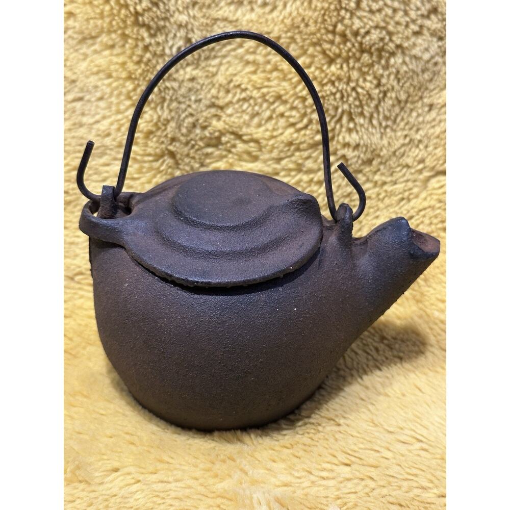 Vintage Cast Iron Tea Pot Kettle Swivel Lid, No Markings Found Rustic Country